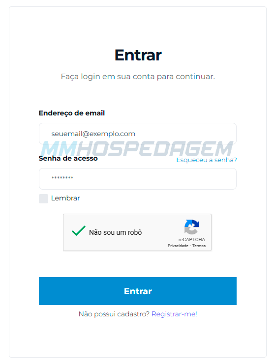 login - Área do cliente